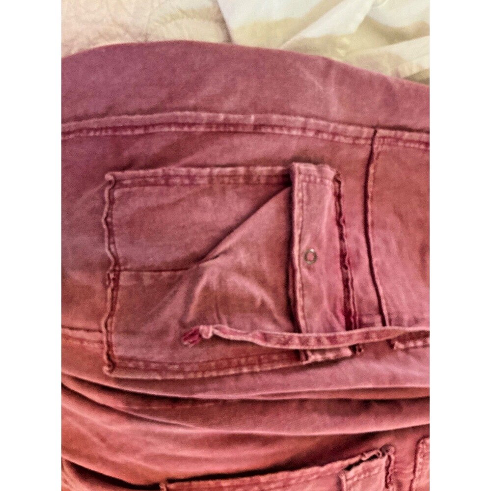 Easel Women Utility Feeling Good Washed Wide Leg Terry Faded Plum Cargo Pant S - Picture 5 of 7